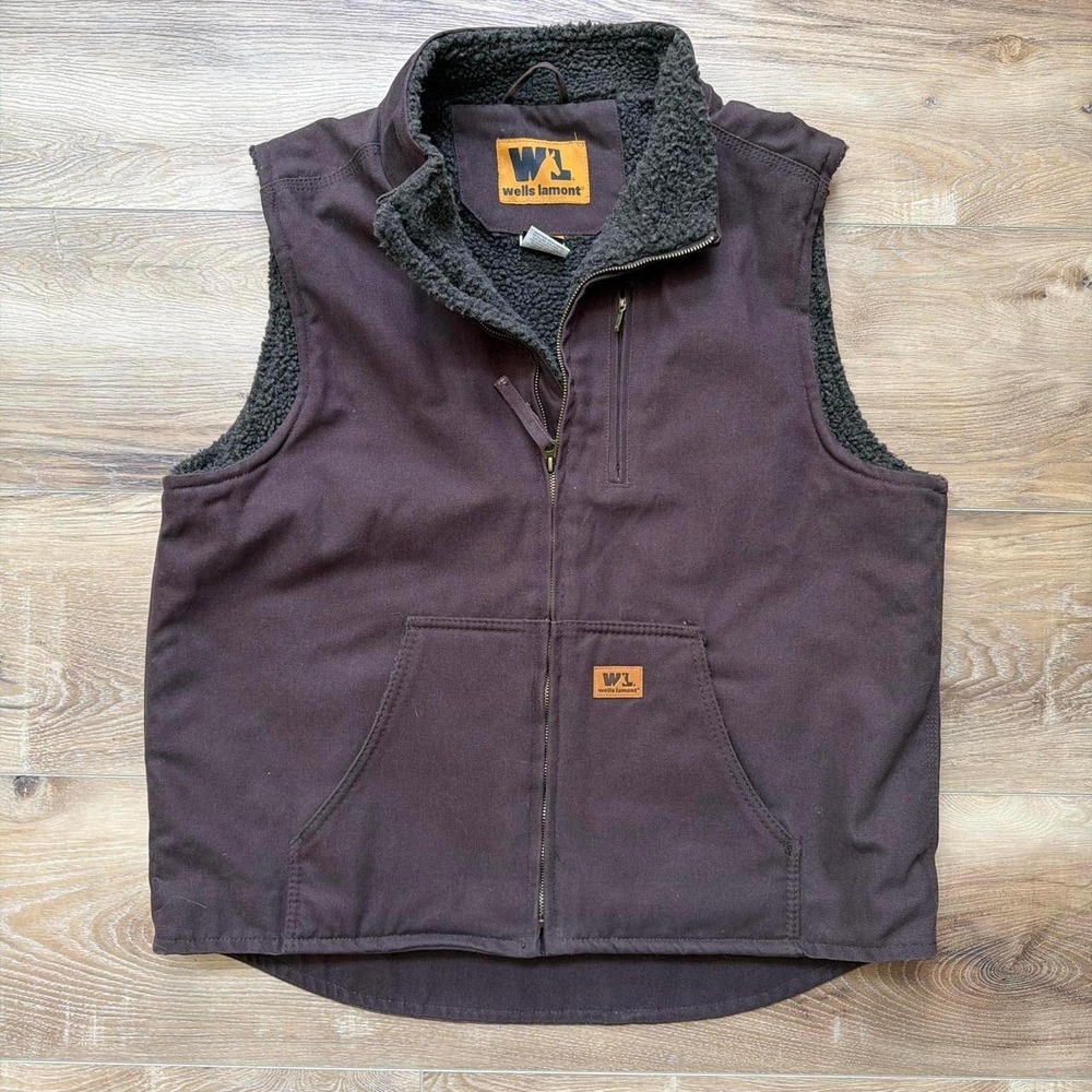 Wells Lamont Canvas Vest Mens XL Brown Cotton Sherpa Lined Workwear⁠ Utility